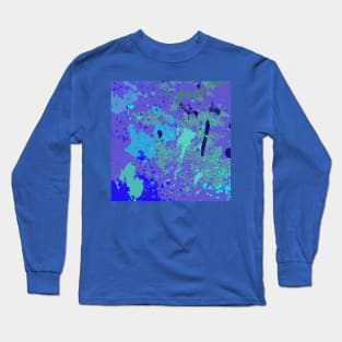 abstract blue paint splatter Long Sleeve T-Shirt